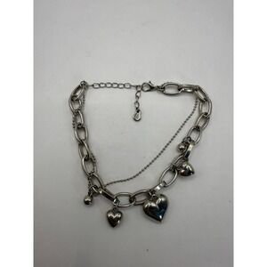 Silver Tone Multi-Charm Heart Bracelet – Statement Charm Jewelry